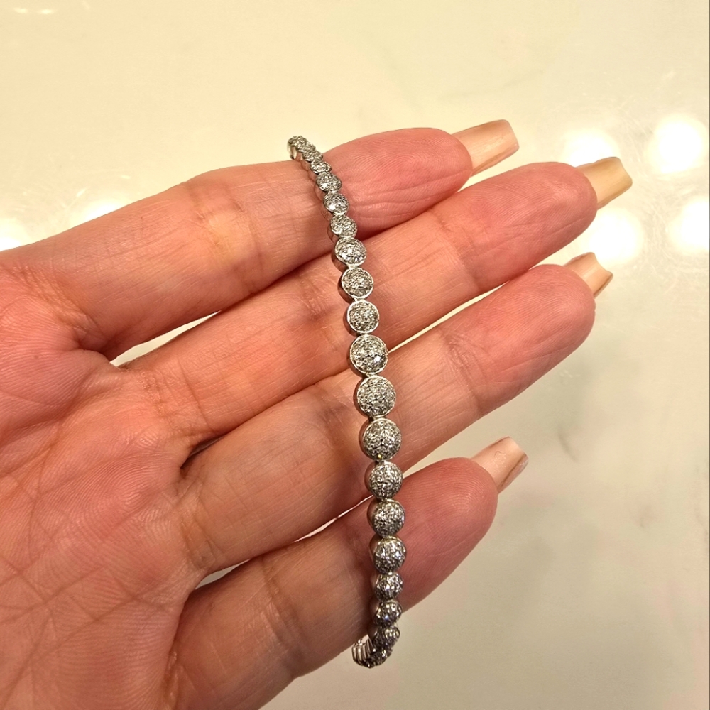 Elegant Silver Pave Diamond Bolo Bracelet